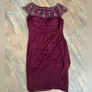 Elegant Burgundy Evening Dress